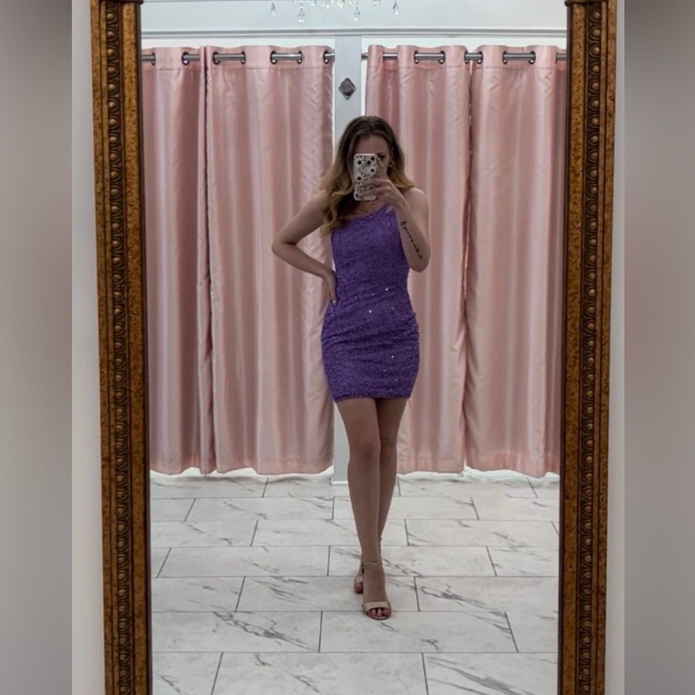 Primavera Couture Purple Mini Homecoming Dress
